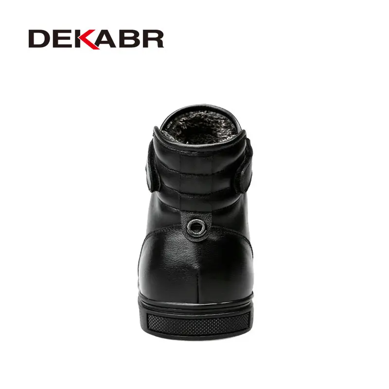 DEKABR-Botas artesanais de couro genuíno masculino, pele quente, confortável, botas de neve, botas de motocicleta, moda, tamanho 38-48, inverno