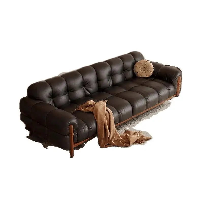 

Living room size apartment new piano keys leather sofa combination medium antique retro