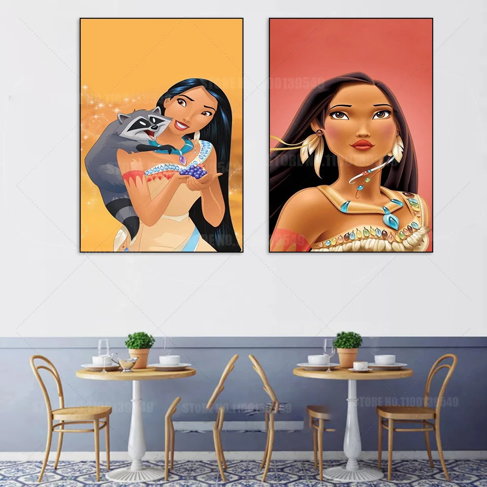 Disney Princess Cartoon Pocahontas Canvas Painting Posters Abstract Prints Nordic Wall Art Pictures For Kids Bedroom Decor