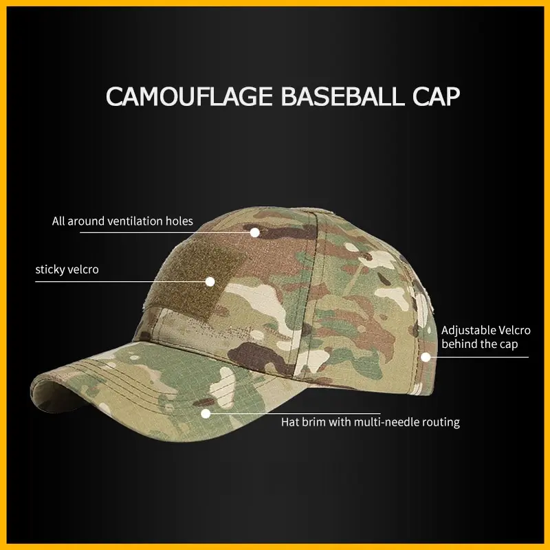 Camo Mens Baseball Cap Camouflage Sports Cap Adjustable Hats for Fishing Outdoor Cool  Sports Cap