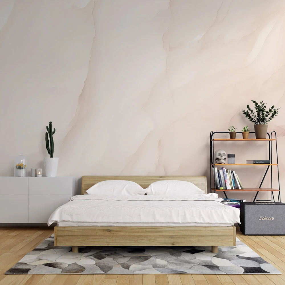 Milofi custom 3D printed imitation marble wallpaper, pink beige wallpaper mural