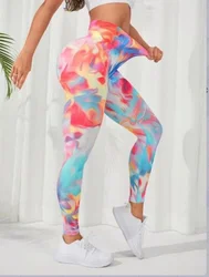 Pantalones de Yoga con estampado Digital para mujer, mallas de Fitness sin costuras para levantamiento de cadera, medias de ejercicio, Control de barriga, pantalones de entrenamiento de cintura alta