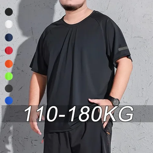 Imagen 1 del producto Camiseta deportiva para hombre de talla grande 7XL 175kg, camiseta de secado rápido para correr, senderismo y ciclismo, camisetas de manga corta de talla grande con cuello redondo