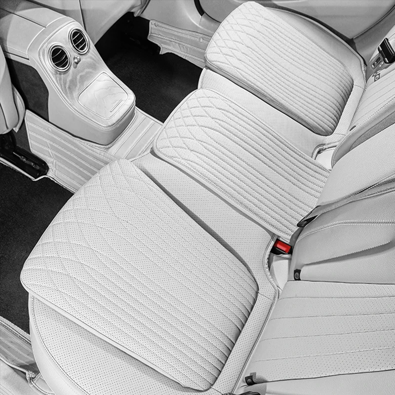 Untuk Tesla Sarung Jok Mobil Bersirkulasi Bantal Kursi Mobil Kulit Nappa Aksesori Interior Bantal Otomatis Anti-selip Empat Musim