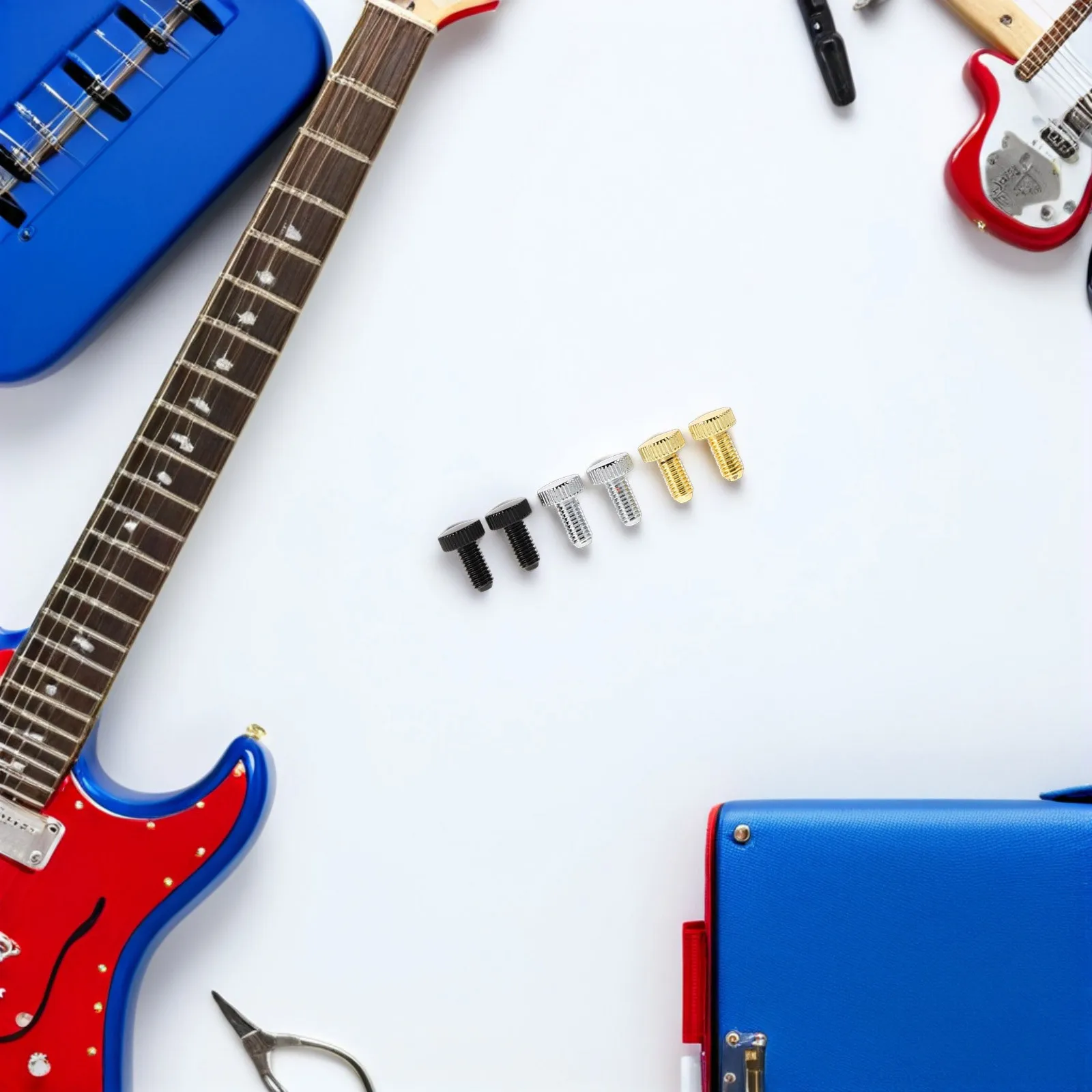 6 pçs guitarra elétrica ponte sela parafuso m5x13mm conjunto de substituição de ferragem de metal para desempenho estável adequado para prática