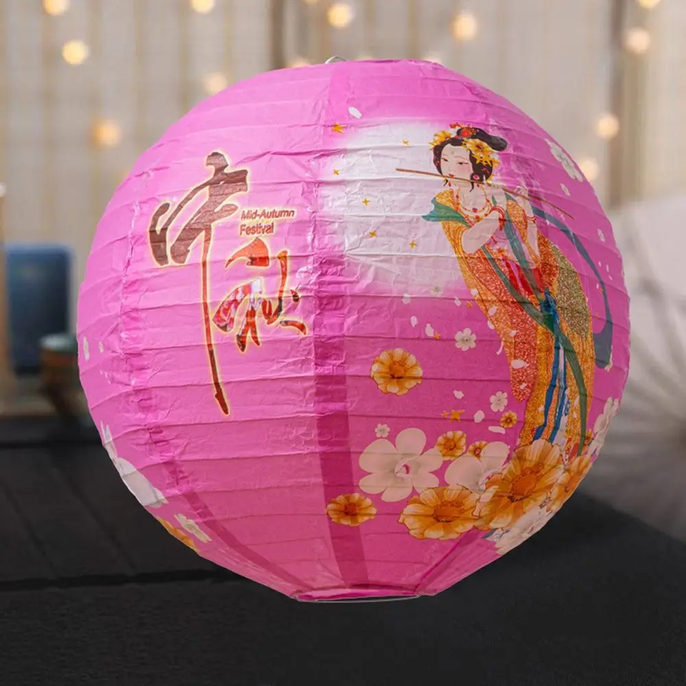 

Luminous Chinese Mid Autumn Lantern Hanging Traditional Festival Antique Lantern Good Luck Portable Round Paper Lantern