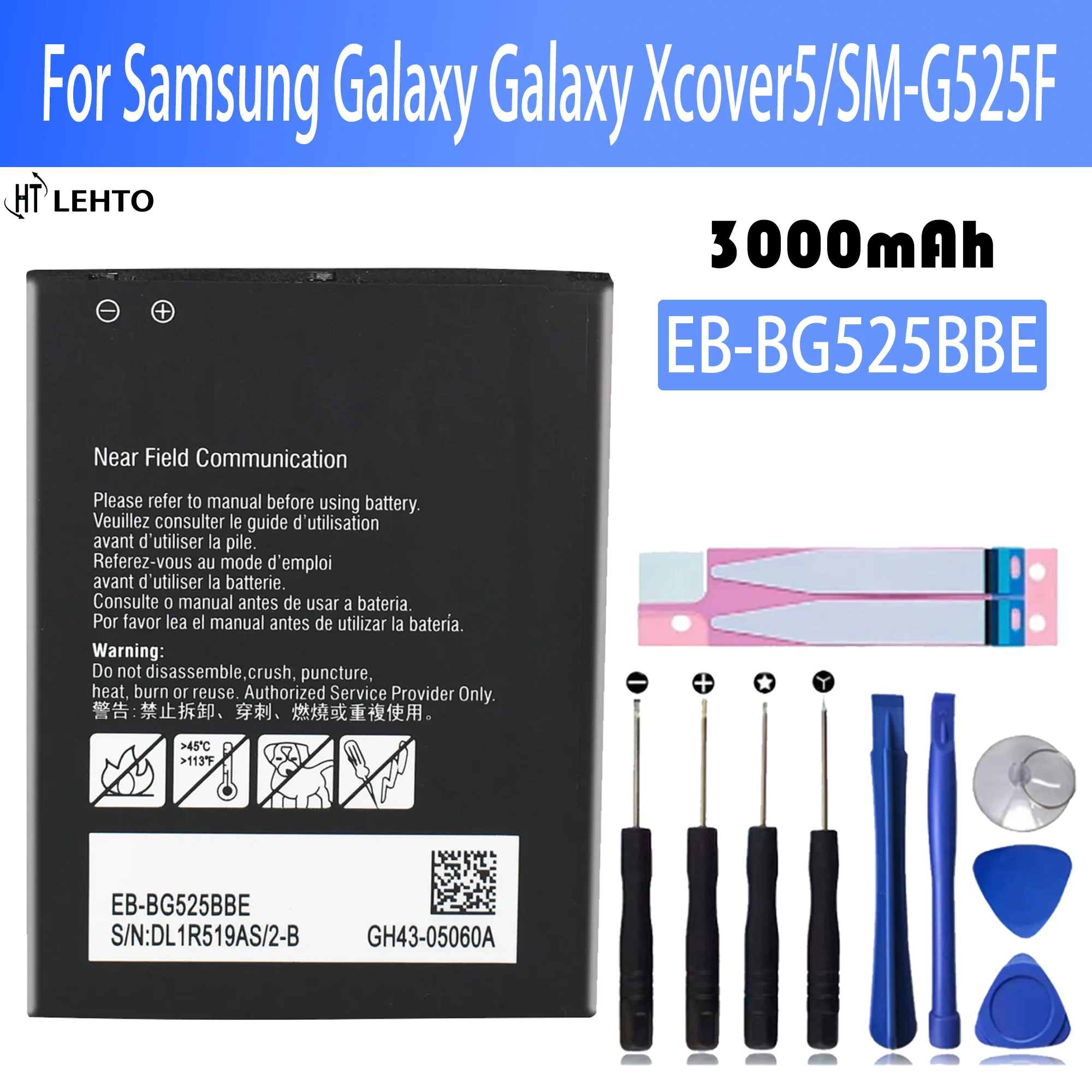 Substituição da bateria do telefone para Samsung Galaxy, EB-BG525BBE, Xcover 5, G525F, G525S baterias