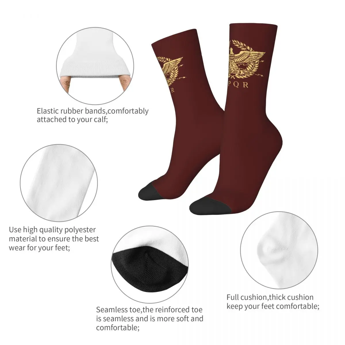 Roman Empire Eagle Emblem Socks Men Women Polyester Funny Happy SPQR Socks Novelty Spring Summer Autumn Winter Socks Gifts