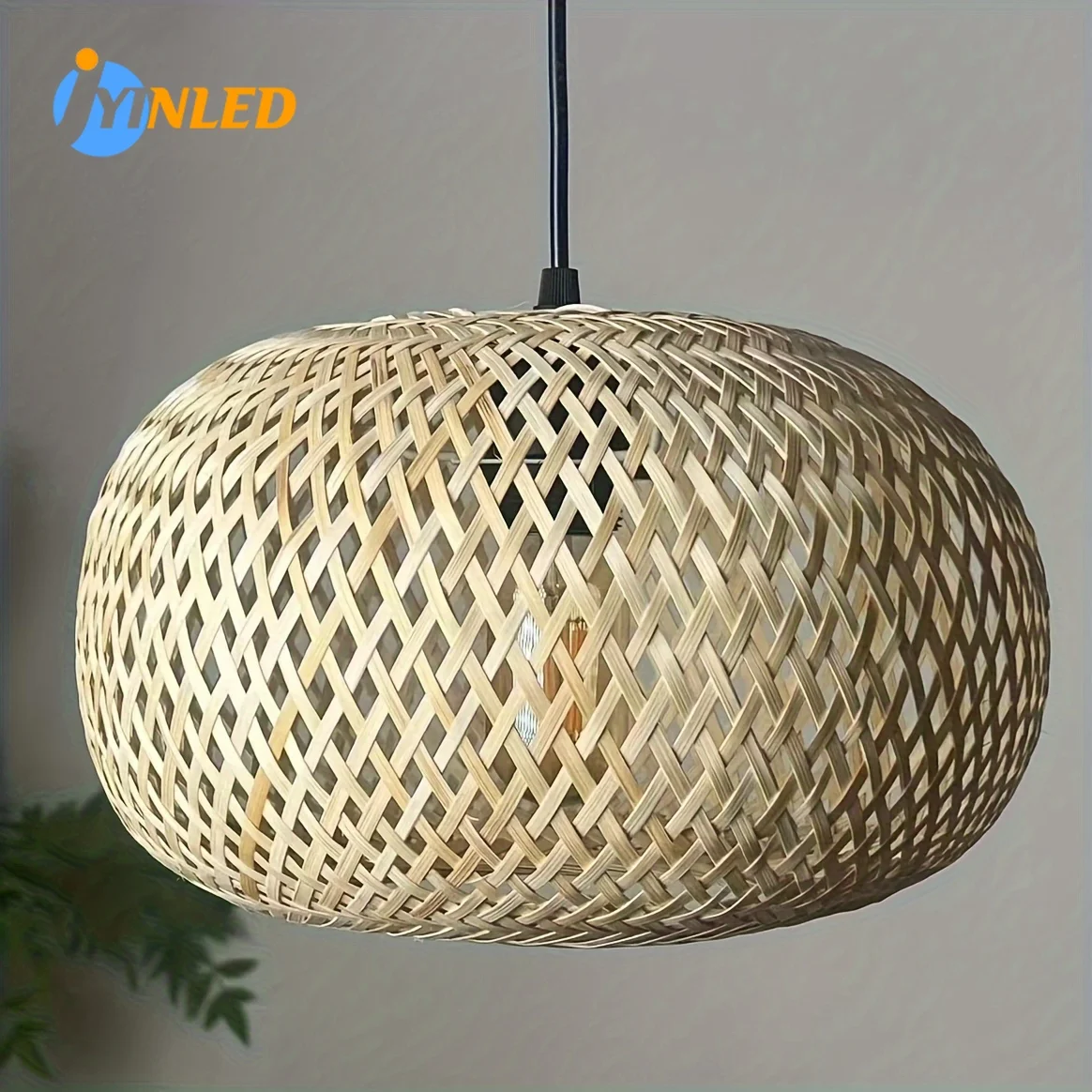 

Home Decor E27 Chandeliers Dia20/30cm Sphere Hand-Woven Bamboo Pendant Lights for Living Room Bedroom Kitchen Island & Farmhouse