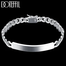 DOTEFFIL 925 Sterling Silver 8mm Smooth Sideways Bracelet For Men Woman Charm Wedding Engagement Party Fashion Jewelry