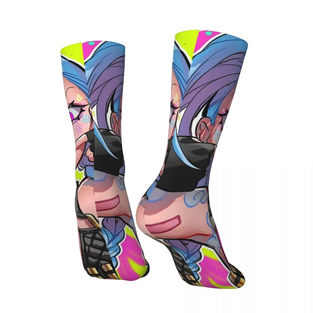 Hip Hop Vintage Cute Jinx Crazy Men's compression Socks Unisex Arcane League of Legends Street Style Seamless Printed Crew Sock