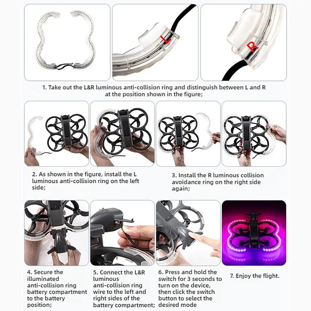 Aerial Camera Anti Collision for dji Avata2 Paddle Luminous Protective Avata2 Protective Cover Drone Accessories