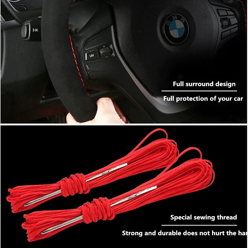 Anti-wear Auto Steering Wheel Cover DIY Suede Steering Wheel Car Anti-slip Breathable Soft Steering Covers 36cm 38cm 40cm
