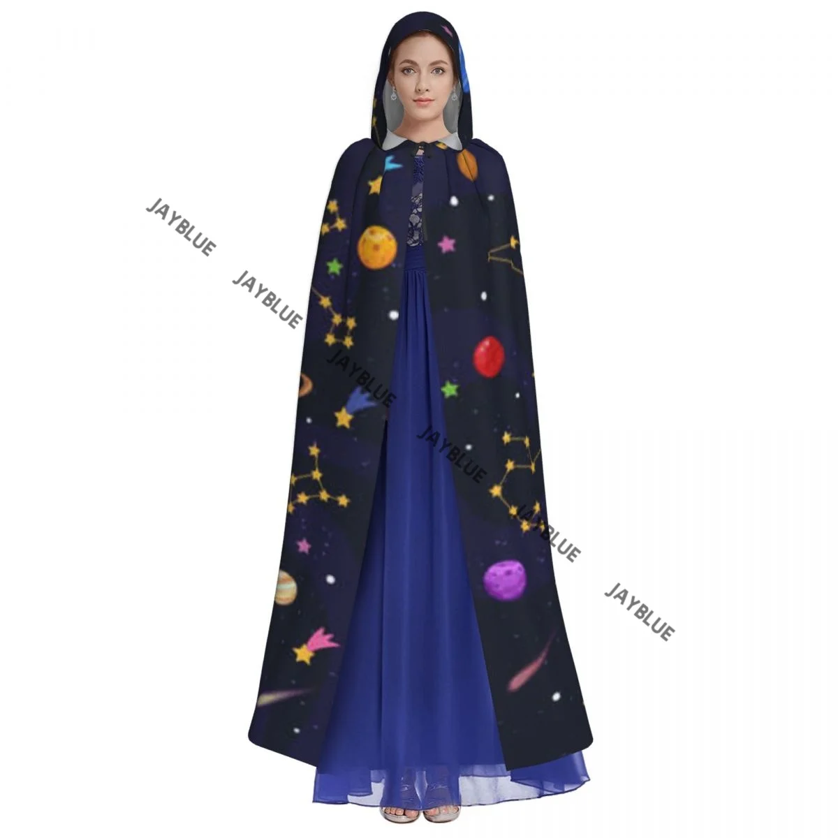 Hooded Cloak Unisex Cloak with Hood Planets Stars Constellations In Space Cloak Vampire Witch Cape Cosplay Costume