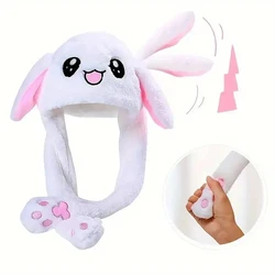 Cute Caps Plush Embroidery Women Hat Gift For Kids Children Girls Boy Wrap Warm Dancing Rabbit Ear Hat