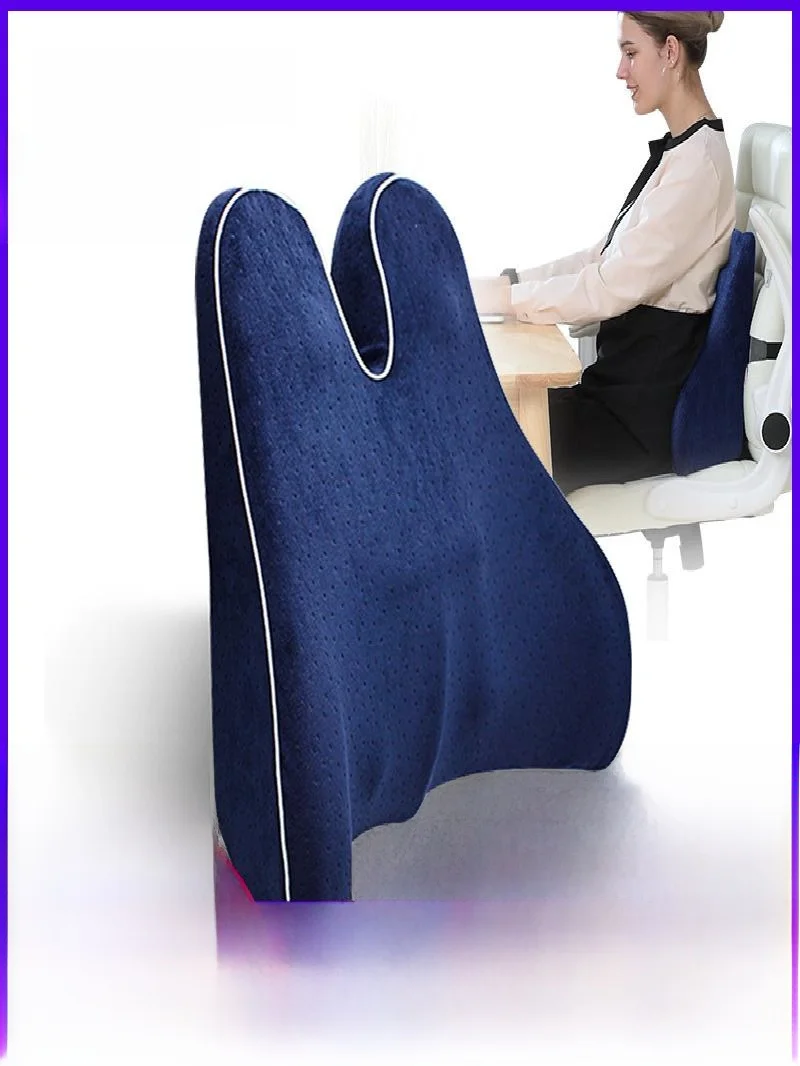 

Memory Foam Lumbar Support Pillow Office Desk Chair Car Backrest Slow Rebound Waist Cushion Pillow Soft Cotton Linen Cover