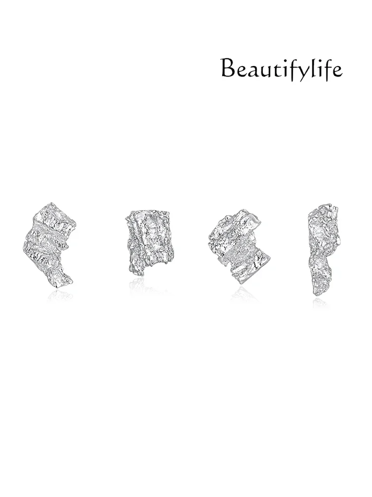 

Irregular meteorite stud earrings men and women niche fashion simple high-end cold wind earrings earrings couple