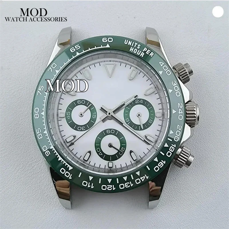 39mm VK63 Case Panda Dial Hands Stainless Steel Bracelet for MOD Daytona VK63 Movement Chronograph Mens Waterproof Watch Parts view 6