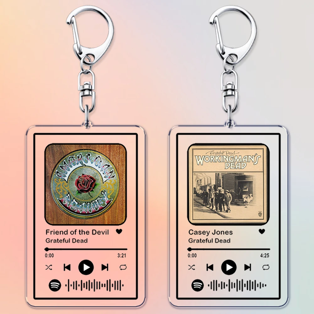 Hot Singer Music Keychains for Women Accessories Bag Dead Skeleton Red Roses Jerry Garcia Deadhead Keying Jewelry Fans Gifts