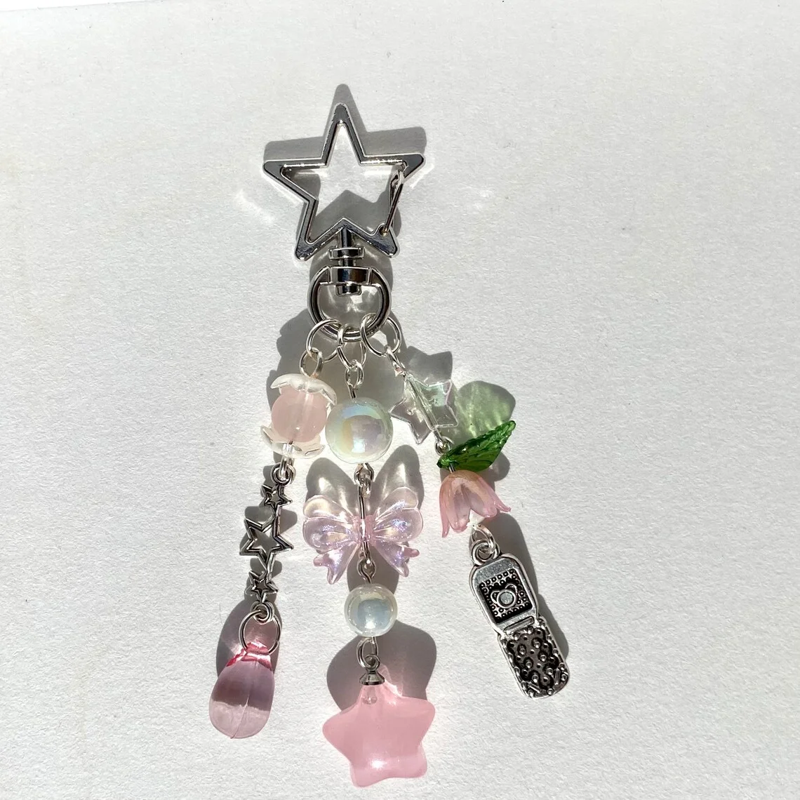 pink star keychain / bag charm / accessory / handmade jewelry item