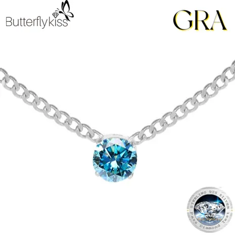 

Butterflykiss Moissanite Diamond 6.5mm 1CT Necklace For Woman Pendant 925 Silver Necklace For Women Chains Party Bridal Jewelry