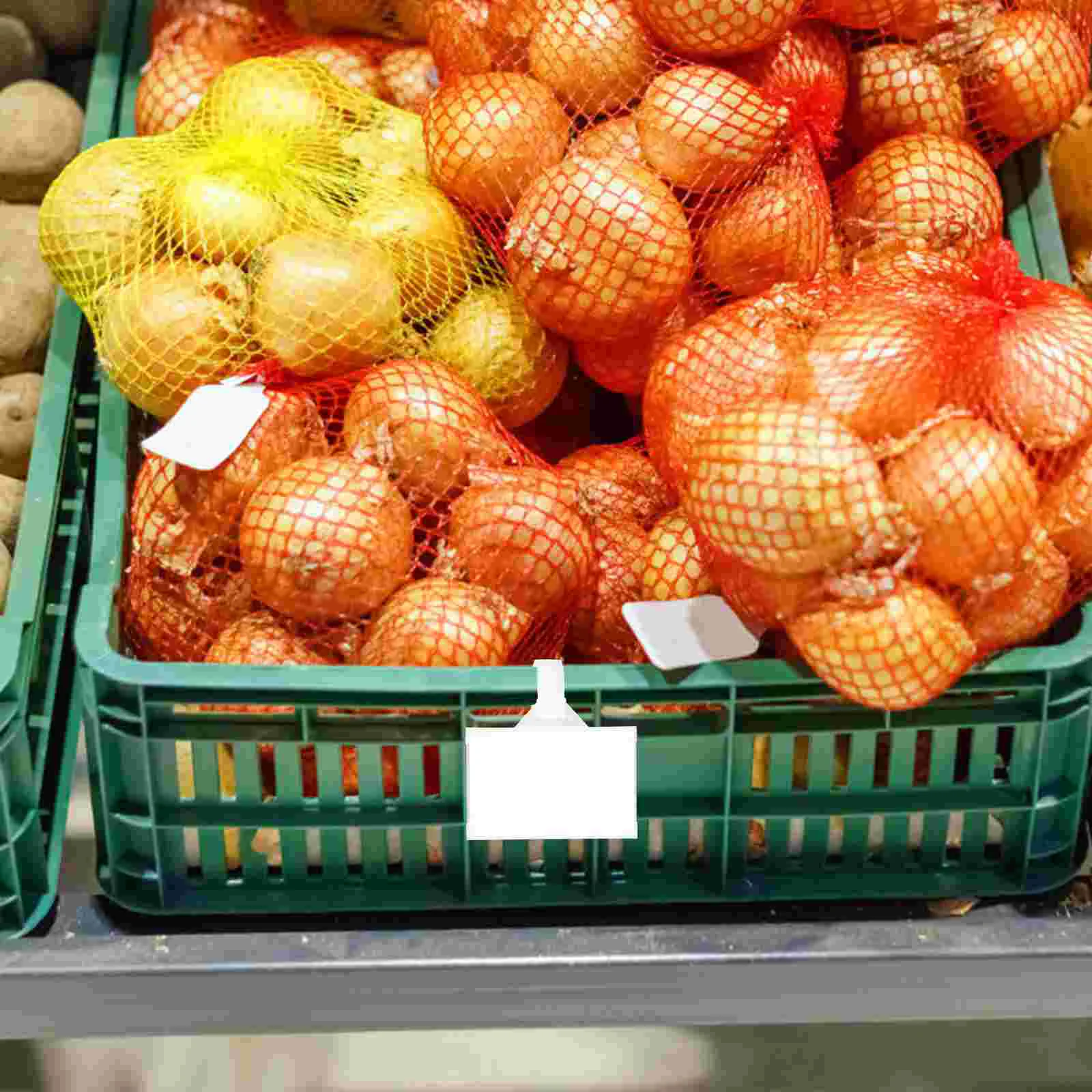 Etiquetas de cesta con Clip, Base de precio de producto transparente, tarjeta de exhibición de supermercado, soporte de letrero de mercancía, estante de plástico