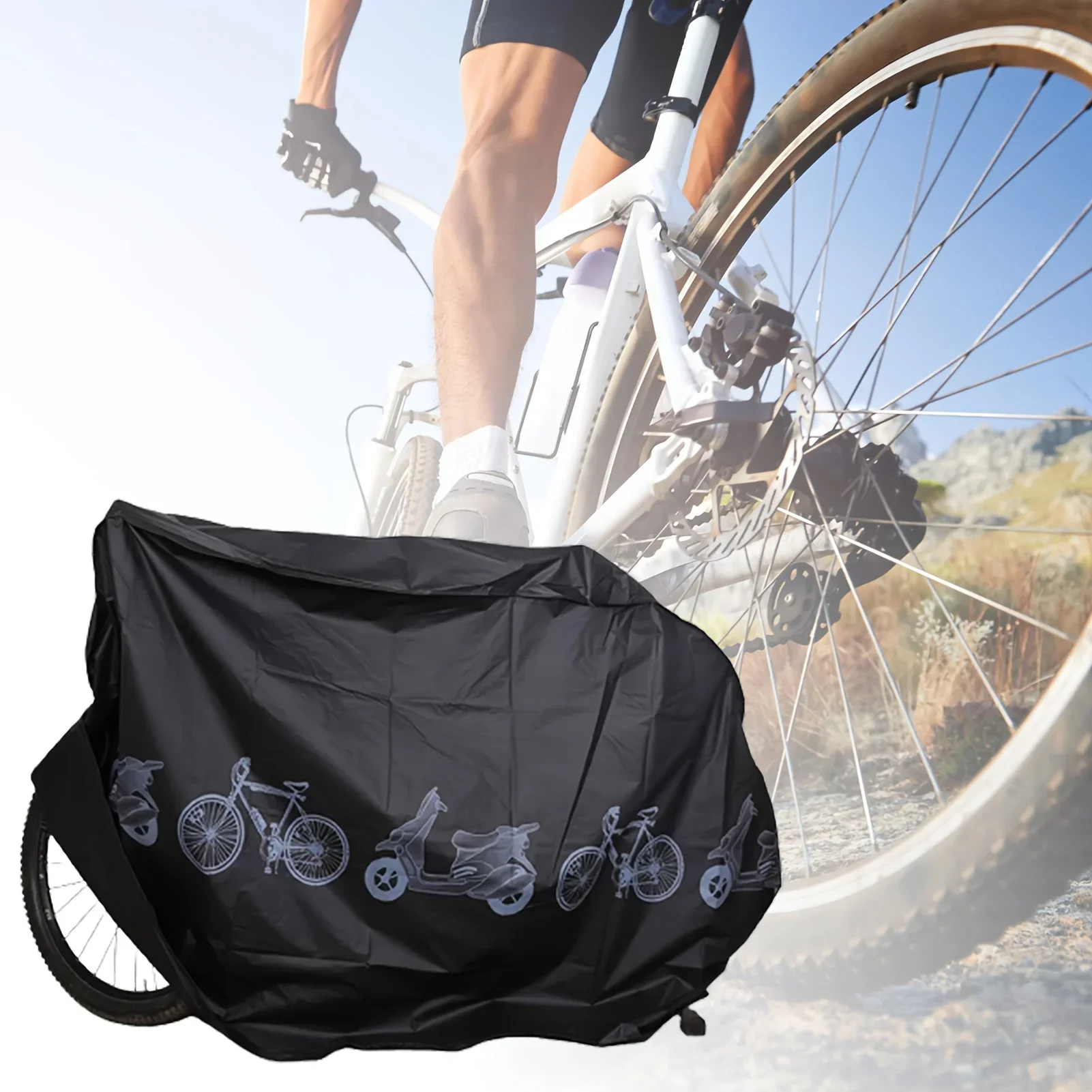 Electric Bike Rain Cover PEVA Dustproof Sun Protection 110x200cm for MTB Mountain Bikes Motorcycles