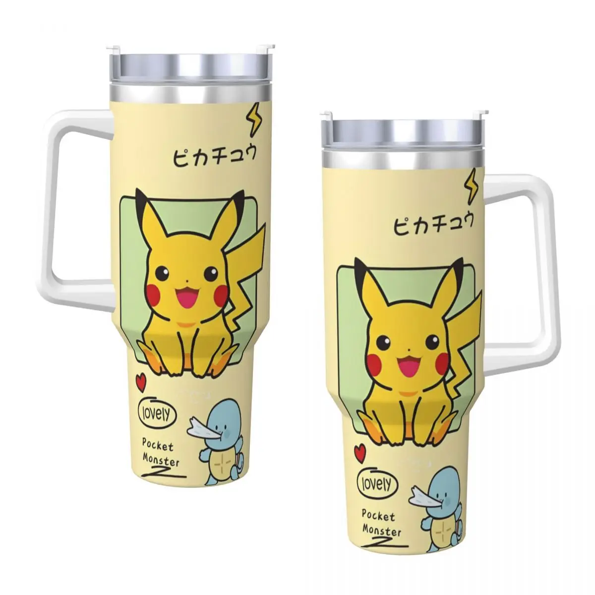 Pokemon Cartoon Anime HD Print Tumbler Cold Drink Water Bottle Insulated Stainless Steel Coffee Mug Custom DIY Camping Car Mugs