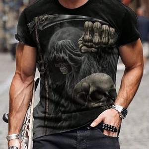 Männer Death Prayer Schädel Schädel T -Shirt Kurzarm, lässige lässige Bluse im Freien, neu, Sommer, 2024 8 Hauptverkäufe Crene Clothing - №5