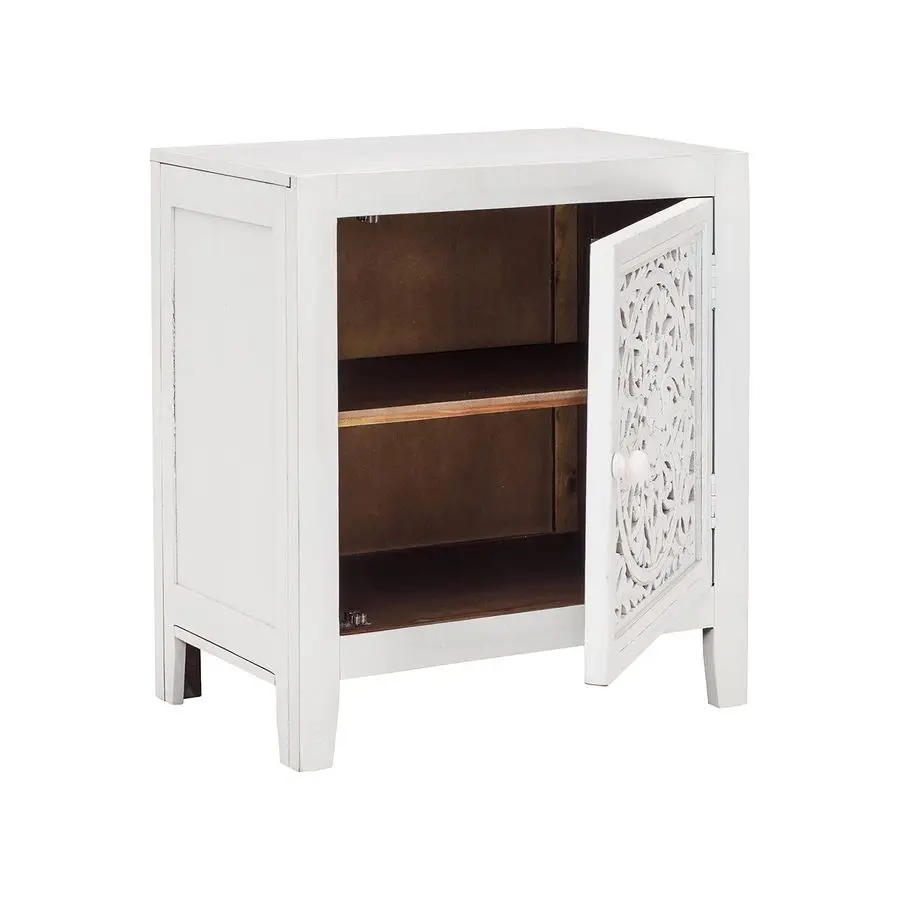 Fossil Ridge Boho-Akzentschrank oder Beistelltisch, Vintage-Weiß