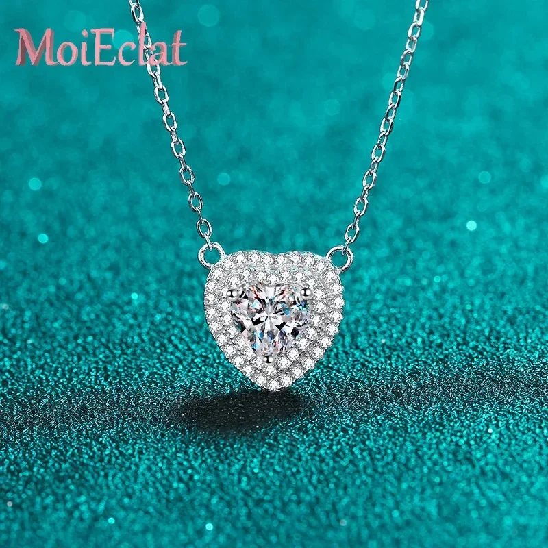 

Unique Eye-catching 1ct Moissanite Love Pendant for Women, Platinum PT950 Heart-shaped Necklace Jewelry Birthday Gifts