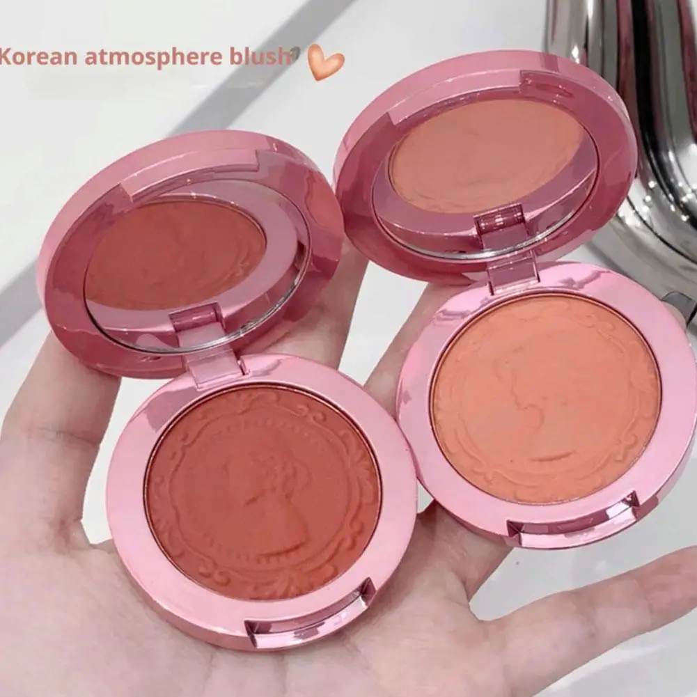 3d em relevo menina blush imprensa em pó nu natural blush paleta verificar contorno blush maquiagem rosto rouge marrom fosco ora j1e4