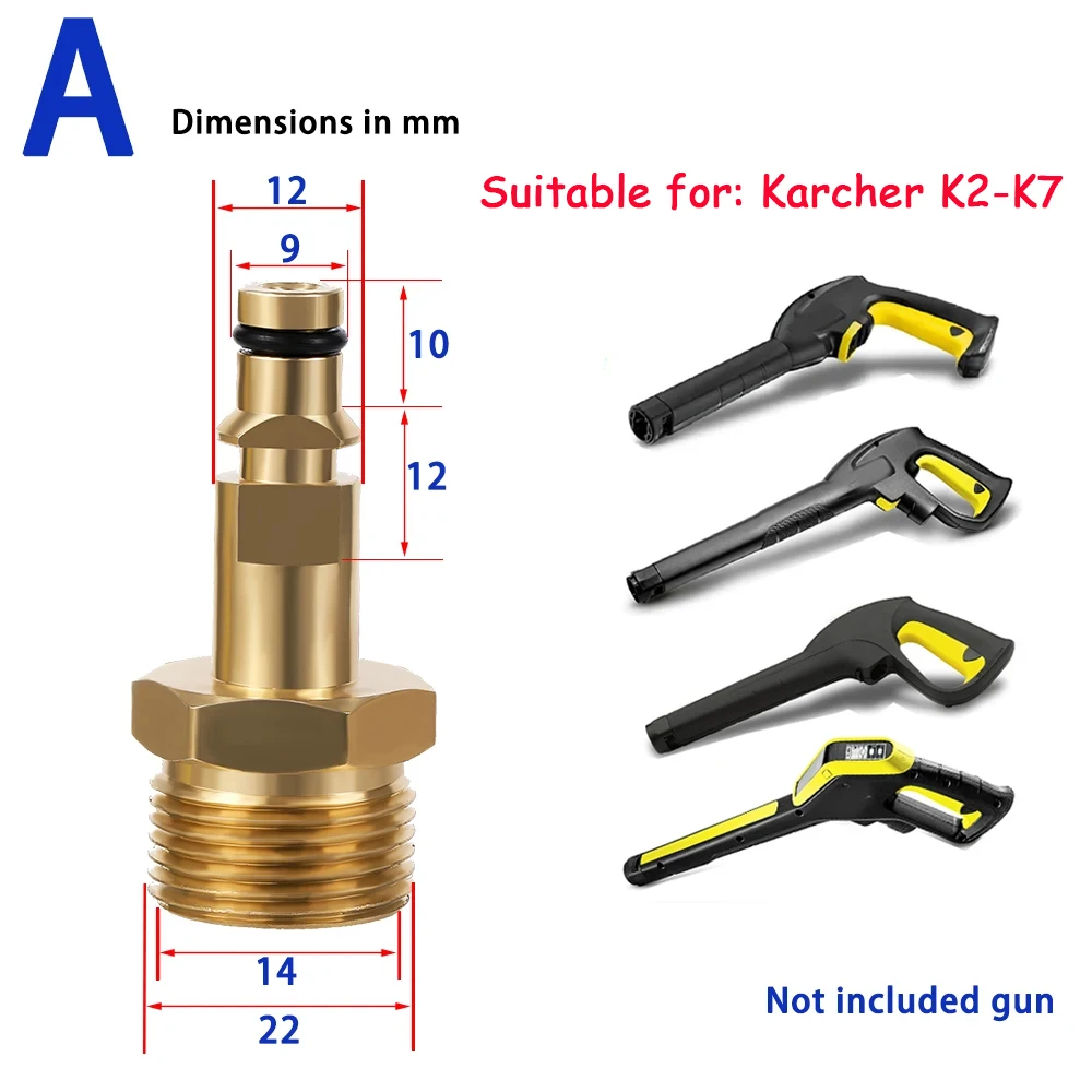 High Pressure Car Wash Hose Fitting Adapter M22 Thread For Karcher Lavor Parkside Black Decker Bosch Daewoo Pressure Washer