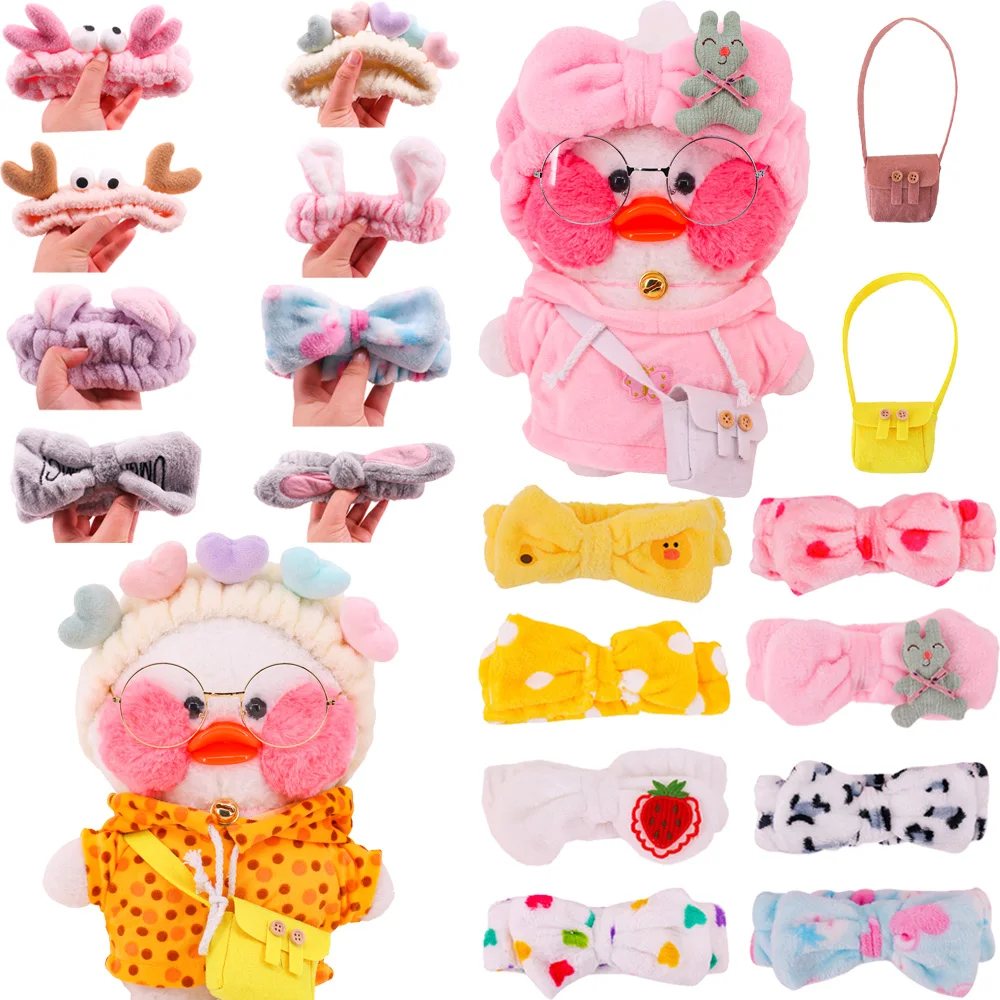 Plush Headband Bunny Ear Bow Bag For 30 Cm Mini Yellow Duck Doll Lalafanfan Accessories Children's Toys For Girls Gifts