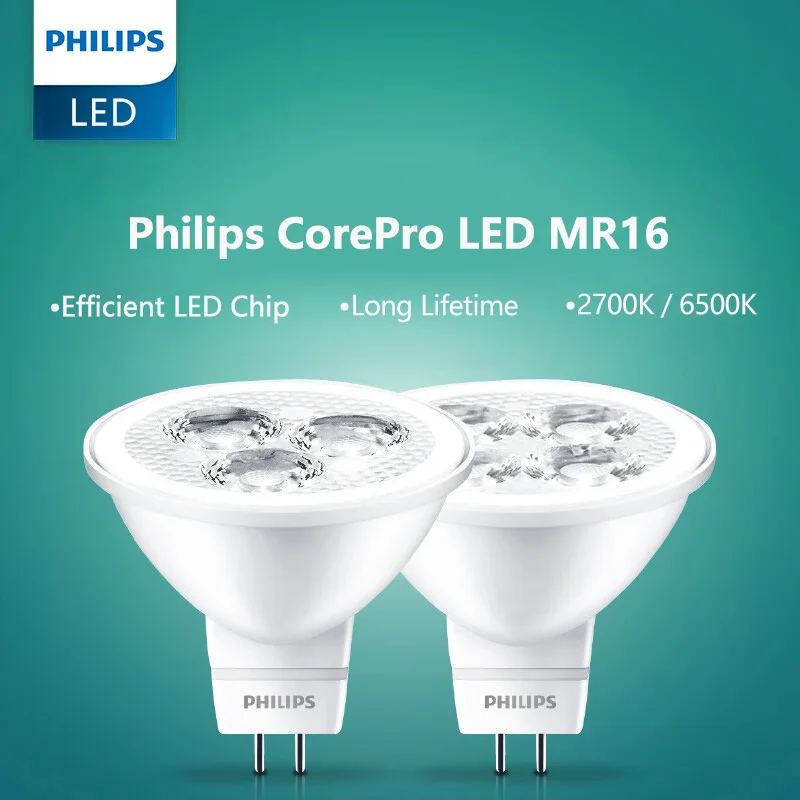 فيليبس كور برو LED بقعة ضوء MR16 3 واط 5 واط 12 فولت عاكس لمبة GU5.3 حامل 2700 كيلو 6500 كيلو الأبيض مصباح مريح للعين لمحلات الفنادق