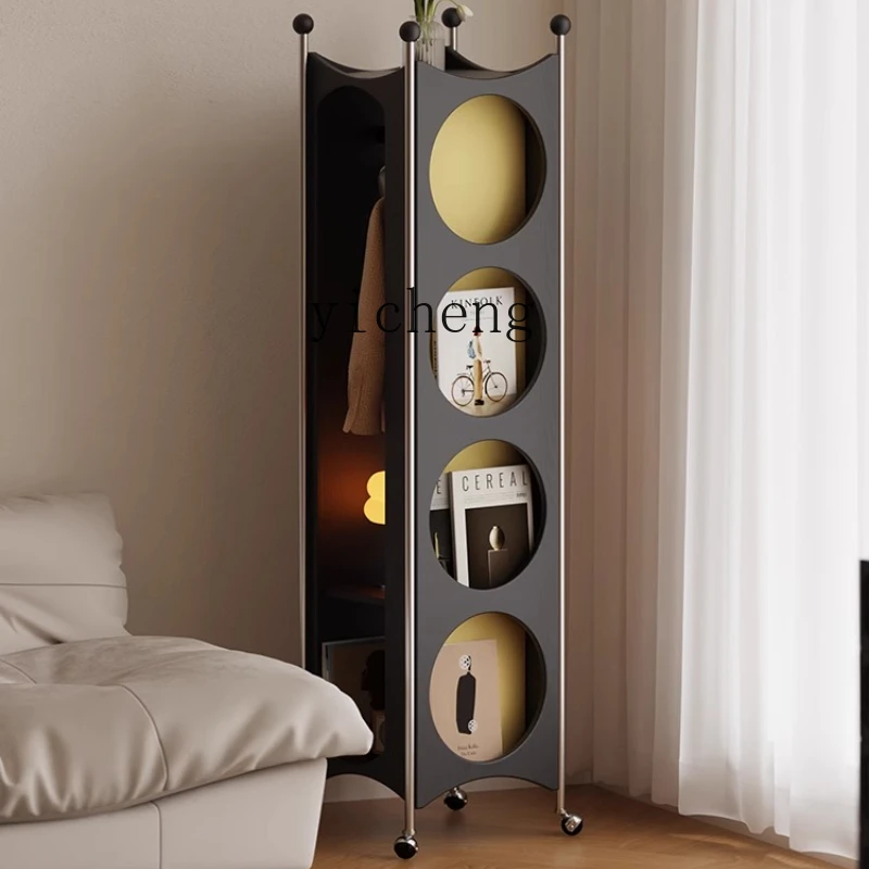 

ZK removable bedroom coat rack floor-to-ceiling rotating hanger full-body mirror integrated living room side cabinet rack
