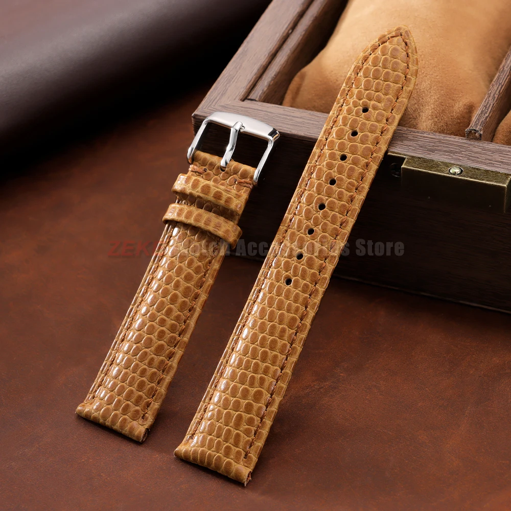 Echtleder-Uhrenarmband mit Eidechsenmuster, Wasserdicht, Schnellverschluss, Lederband 16/18mm 20mm 22mm Universeller Ersatz-Armbandriemen – Detail 7