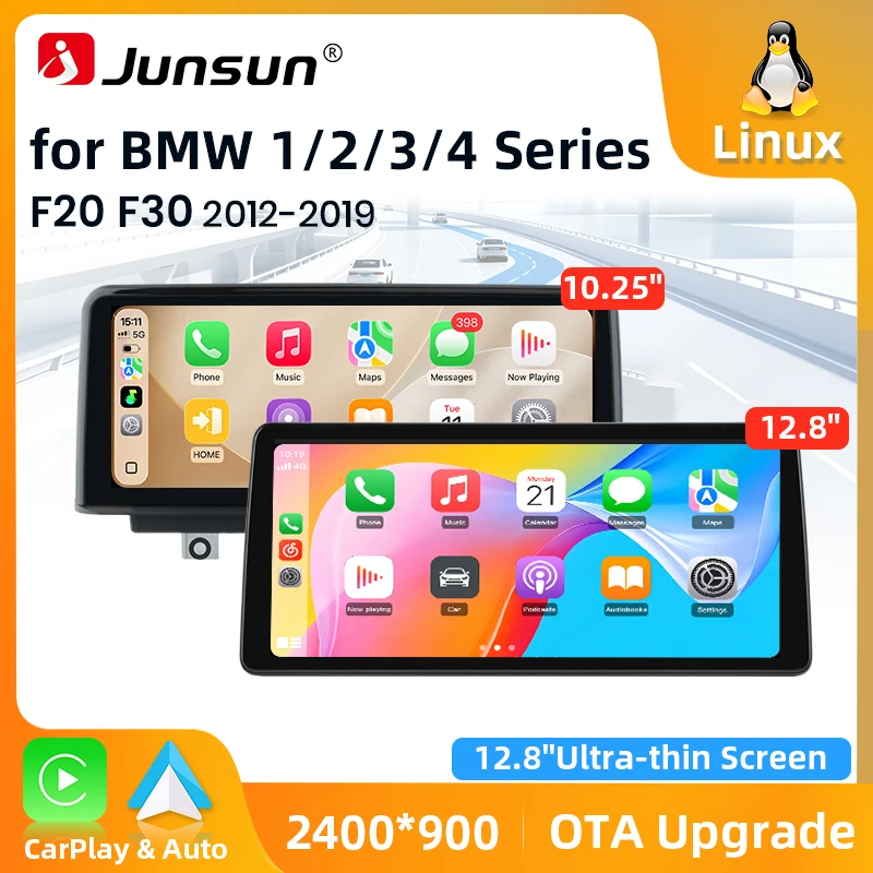 Junsun 2400*900 Ekran Linux Bezprzewodowy Carplay Android Auto Radio Multimedialne do BMW Serii 1 2 3 4 F20 F21 F22 F23 F45 F30 F31 F33 F36 2012-2017 Nawigacja GPS YouTube Online Ekran dotykowy