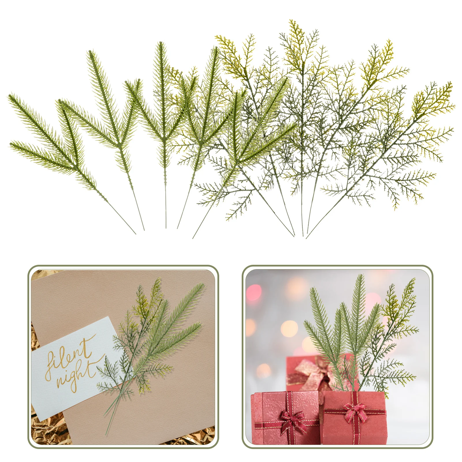 

10Pcs Christmas Tree Picks Artificial Pine Branches Fake Greenery Stems for Christmas Decorations Winter Holiday Floral