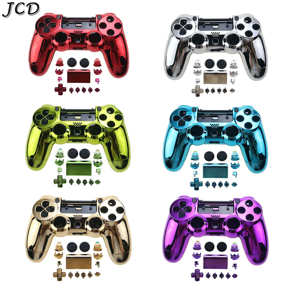 JCD For PS4 JDS 055 JDM-050 JDM-055 Mod Kit Game Controller Chrome Housing Case Shell and Full Set Buttons Replacement