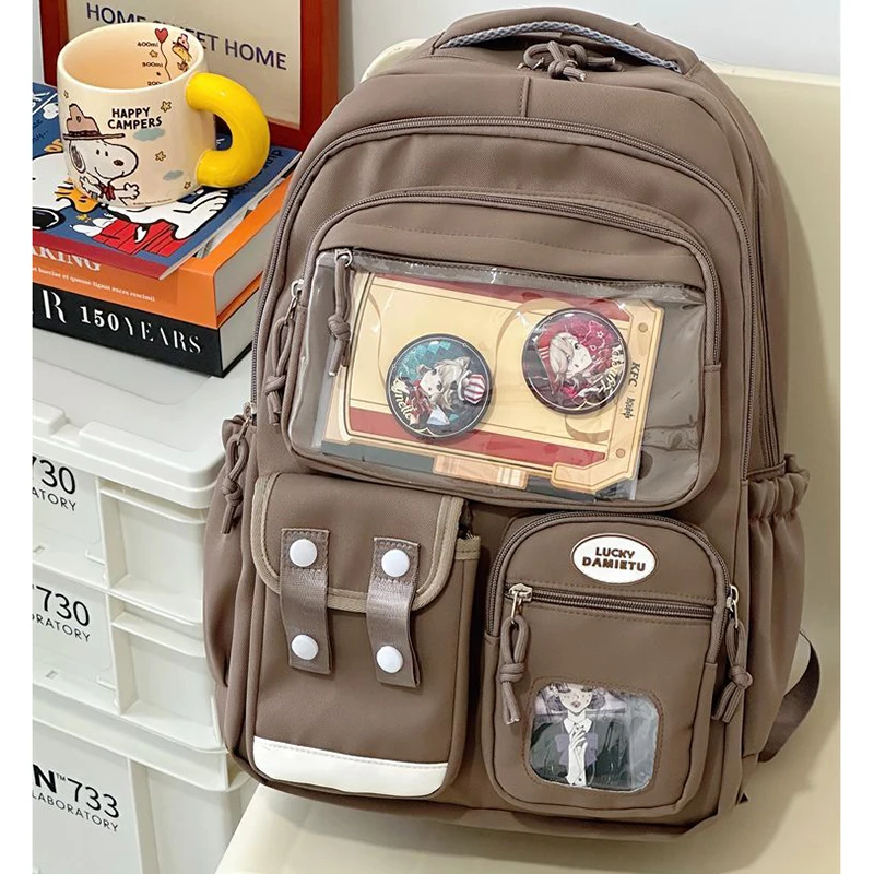 HAEX Harajuku Women Ita Bags 2025 Large Capacity Pockets Students Backpacks School Season DIY Anime Badge Mochilas Para Mujer