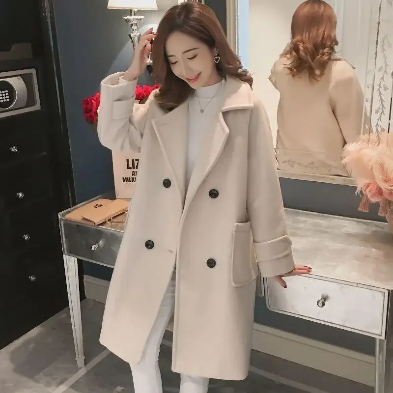 Women's Padded Wool & Blends Coat Plain Slim Fit Winter Clothes 2024 Outerwears Ladies Jackets Single Medium Trendy High Quality