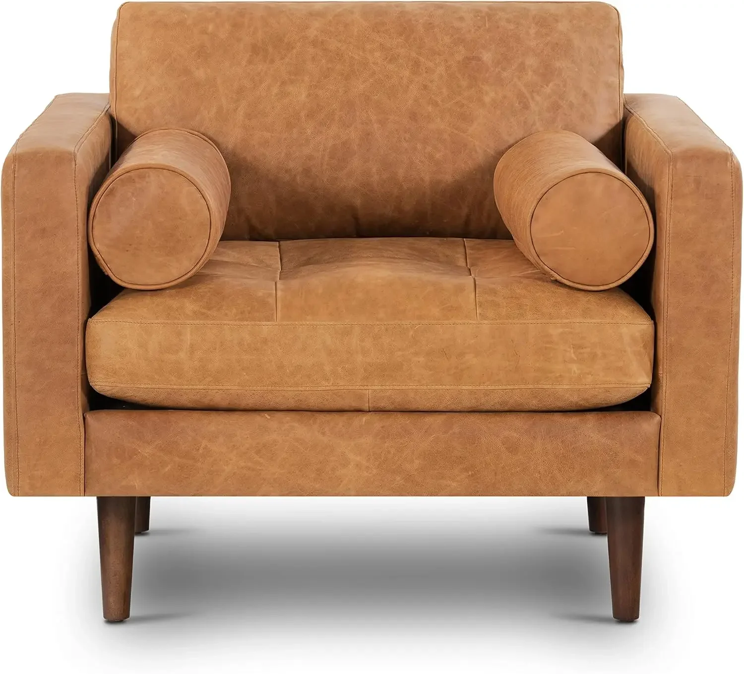 

Современный коньяк-коричневый кожаный стул Mid Century с акцентом для гостиной, спальни и домашнего офиса, хит продаж