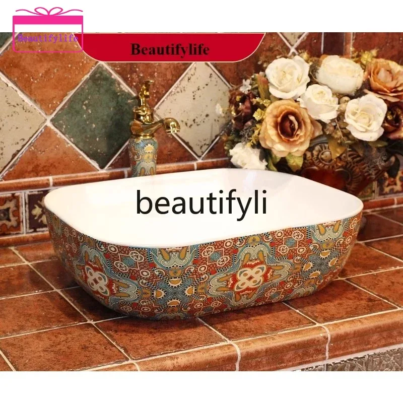 

YL f156 Household bathroom basin Art basin European retro ceramic washbasin