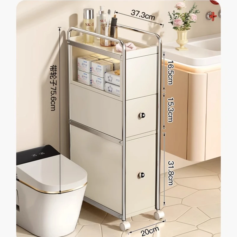 แคบห้องน้ําตู้ Slim ห้องน้ําด้านข้างพร้อมล้อกันน้ํา Gap ชั้นวางสําหรับอาบน้ํา Mobile Vanity Unit