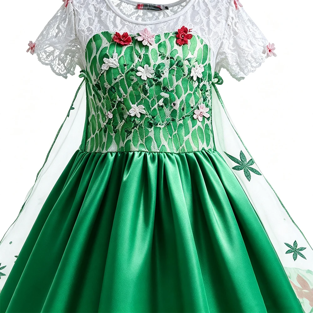 Prinzessinnen-Kostüm Elsa-Kleid Grüne Kleider für Mädchen Überraschungs-Geburtstagsparty Halloween-Kostüm Kinder-Cosplay Schneekönigin – Detail 4