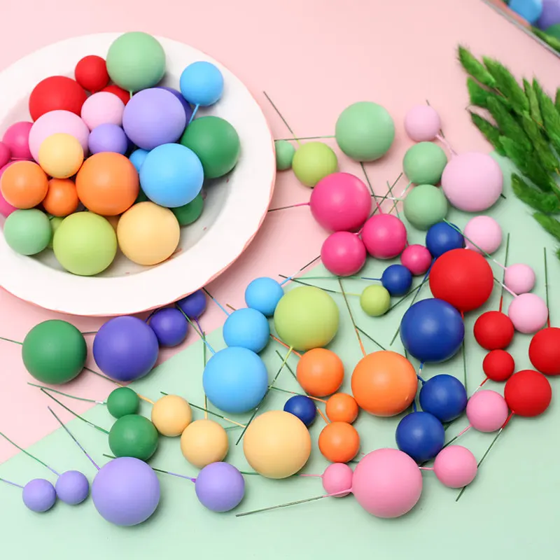 10 قطعة الكرة الملونة كعكة عيد ميلاد سعيد توبر 3 سنتيمتر متجمد كرات الاطفال حفلة عيد الميلاد هدية كعكة توبر الزفاف الحلوى الديكور #5