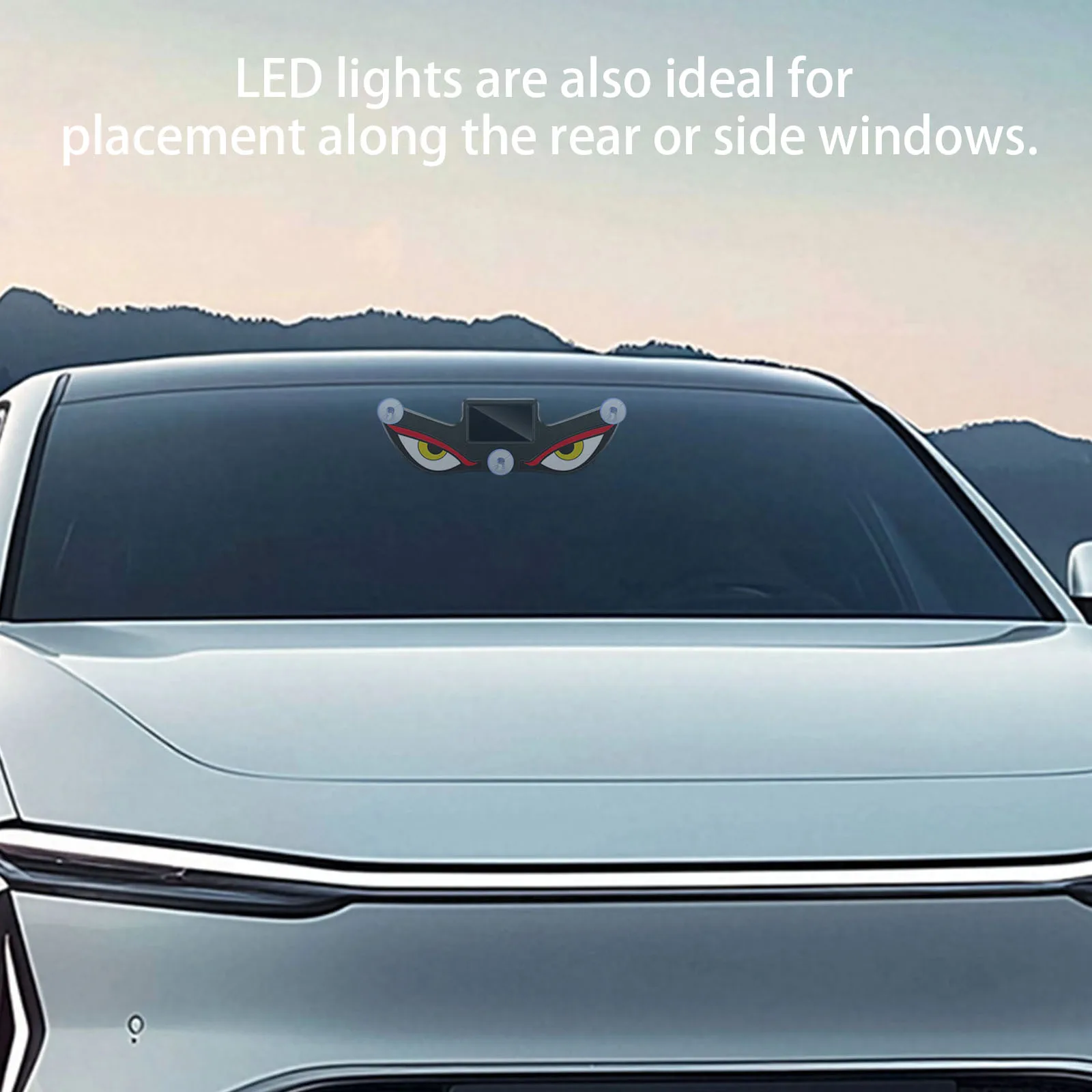 LED Wireless Devil Eyes Warning Lights Waterproof Dynamic Atmosphere Decorative Light No Drill for Cars Windshield Rear Window