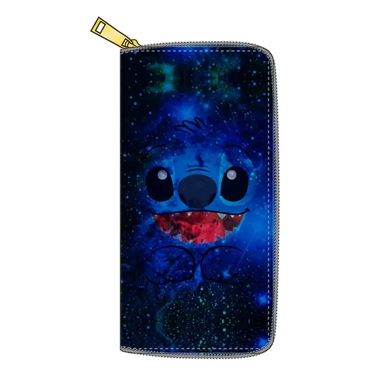 Disney-Stitch Anime Carteira para meninos e meninas, bonito porta-moedas, PU longo zíper, porta-cartão, embreagem, presentes infantis, moda, novo