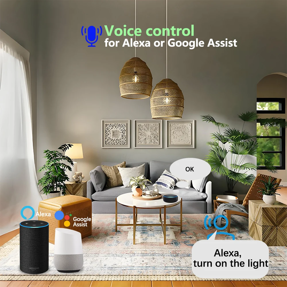 WiFi RF Garage door inching Switch AC 90~250V 2CH Relay 433MHz Wireless Remote Control 500m work with Tuya,Google Assist,Alexa